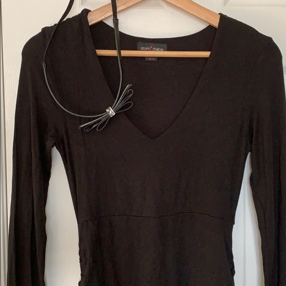 💫HOST PICK💫XS Thyme Maternity black dress with bow belt